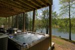 Lower Patio Hot Tub overlooking the lake